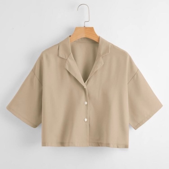 Cropped drop shoulder cropped blouse - Picture 1 of 7